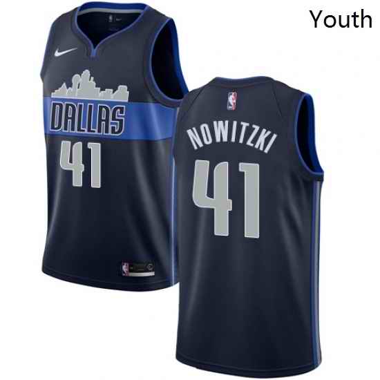 Youth Nike Dallas Mavericks 41 Dirk Nowitzki Authentic Navy Blue NBA Jersey Statement Edition